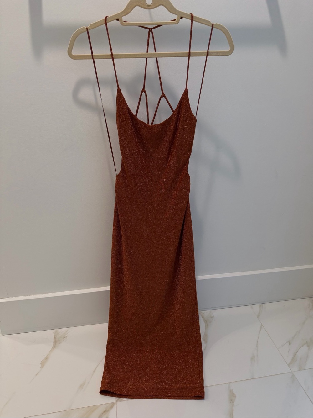 Misha Rust Shimmer Midi Dress